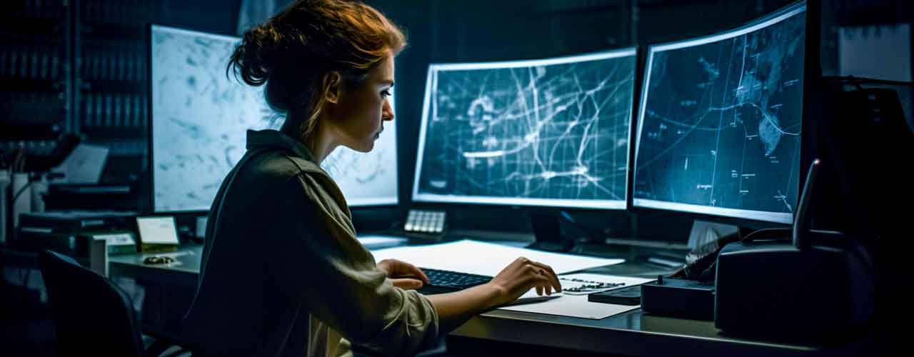 Woman-At-Dual-Displays