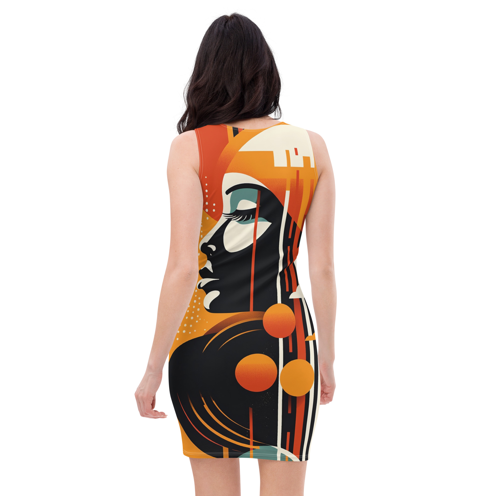 Abstract Art Faces Bodycon Dress - Image 6